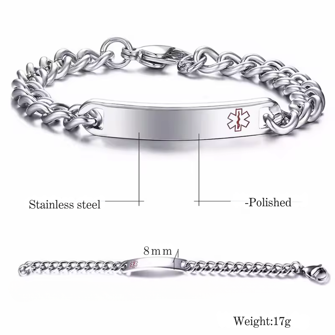 Personalised Unisex Medical Alert ID Bracelet
