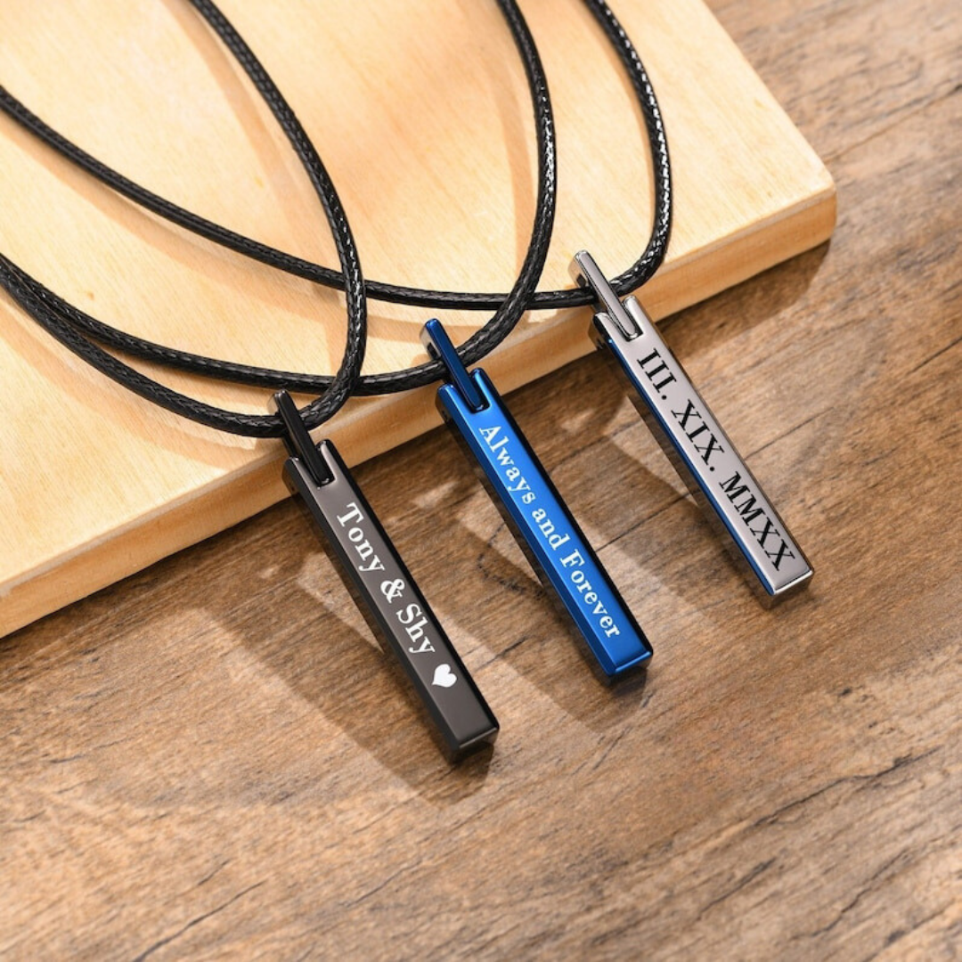 Personalised Vertical Bar Men Necklace