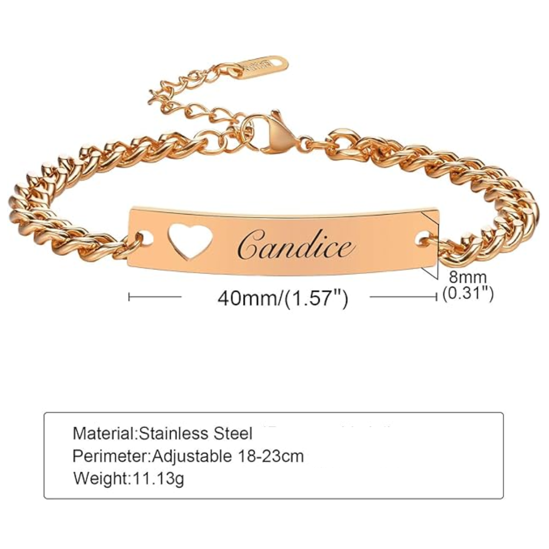 Personalised Women’s Bracelet with Hollow Heart | Rose Gold Colour