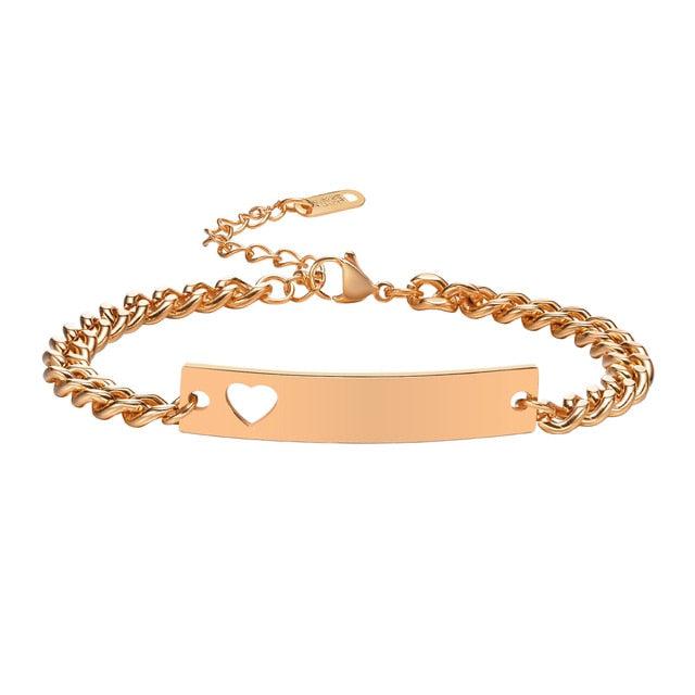 Personalised Women’s Bracelet with Hollow Heart | Rose Gold Colour-Women Bracelets-Auswara