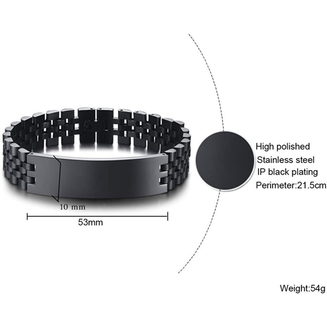Personalised Black Colour Link Bracelet (OLD TEMPLATE)-Personalised Bracelet-Auswara