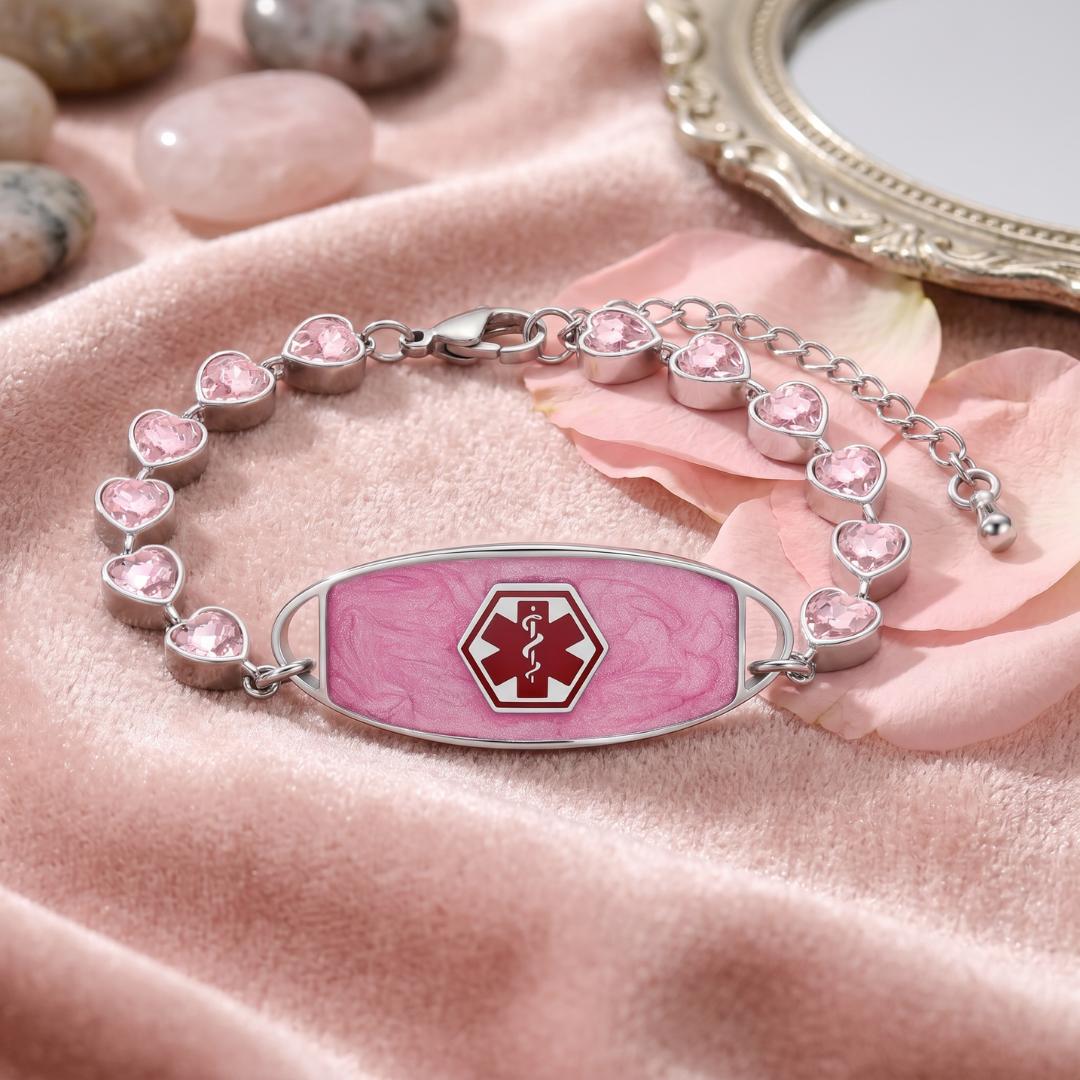 Pink Aura Personalised Alert Bracelet-Medical ID Bracelet-Auswara