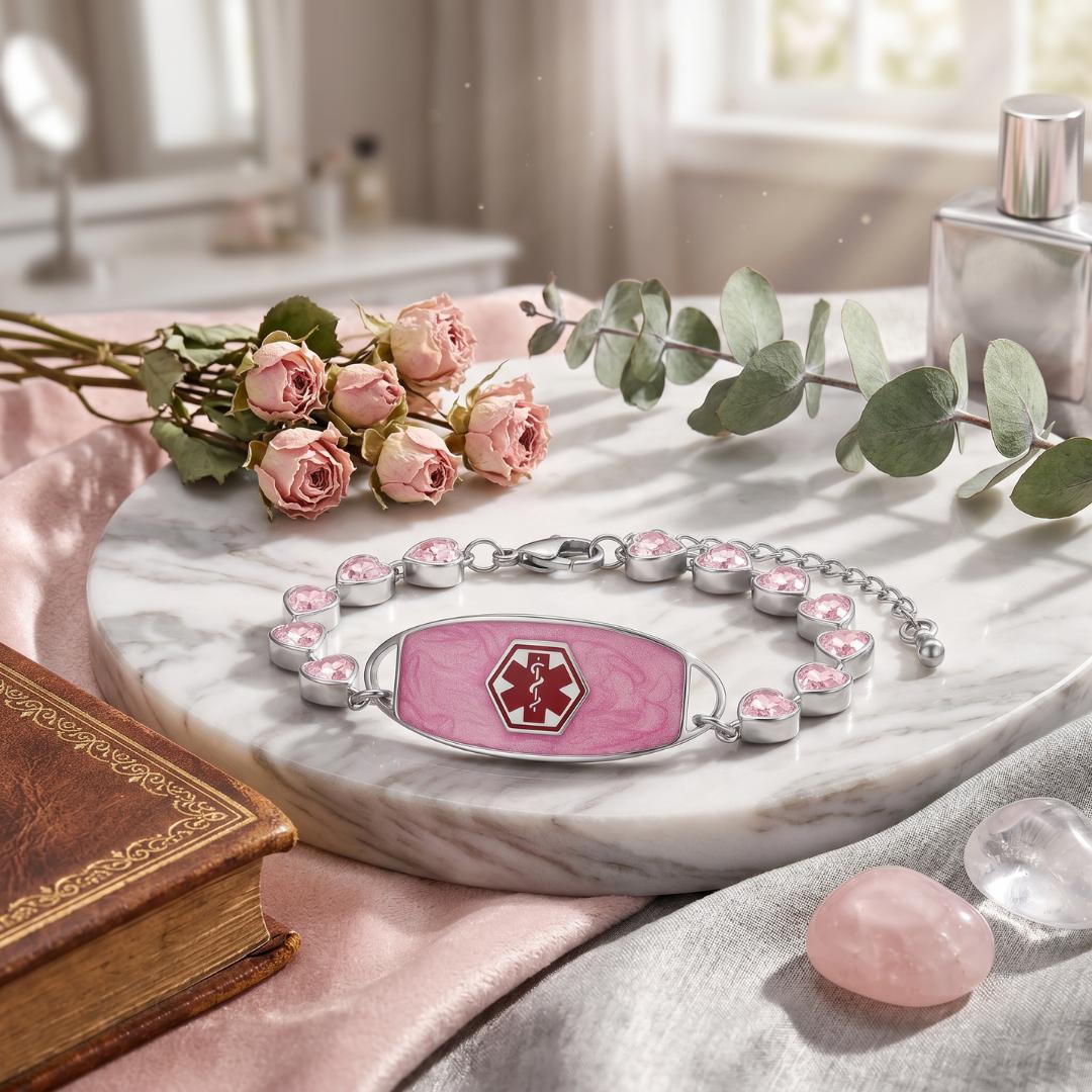 Pink Aura Personalised Alert Bracelet-Medical ID Bracelet-Auswara