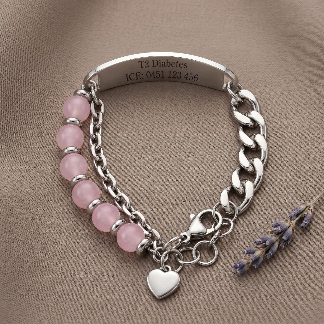 Pink Monaco Women Medical ID Bracelet-Medical ID Bracelet-Auswara