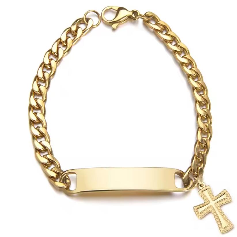 Providence Personalised Cross Men’s Bracelet-Personalised Bracelet-Auswara