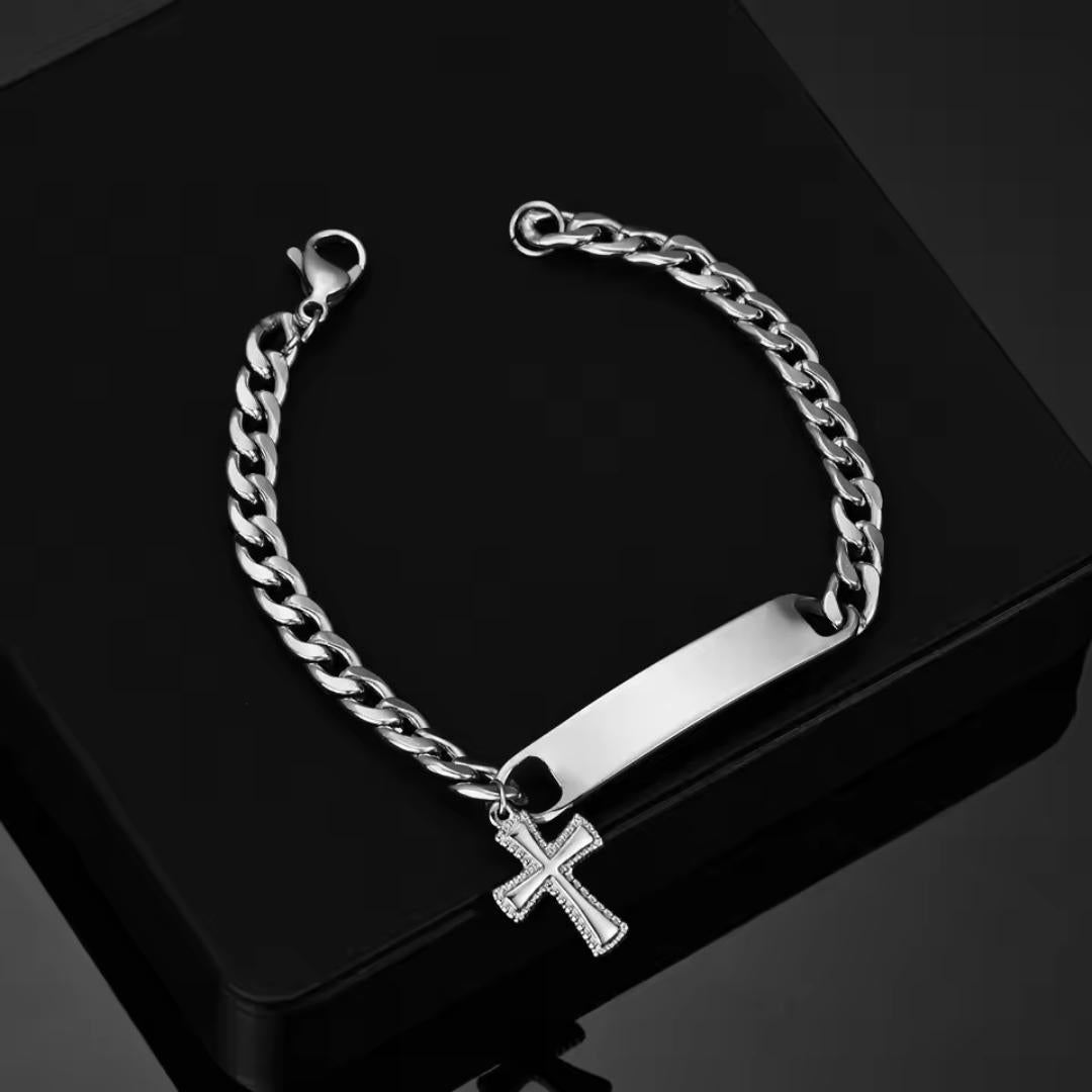 Providence Personalised Cross Men’s Bracelet-Personalised Bracelet-Auswara