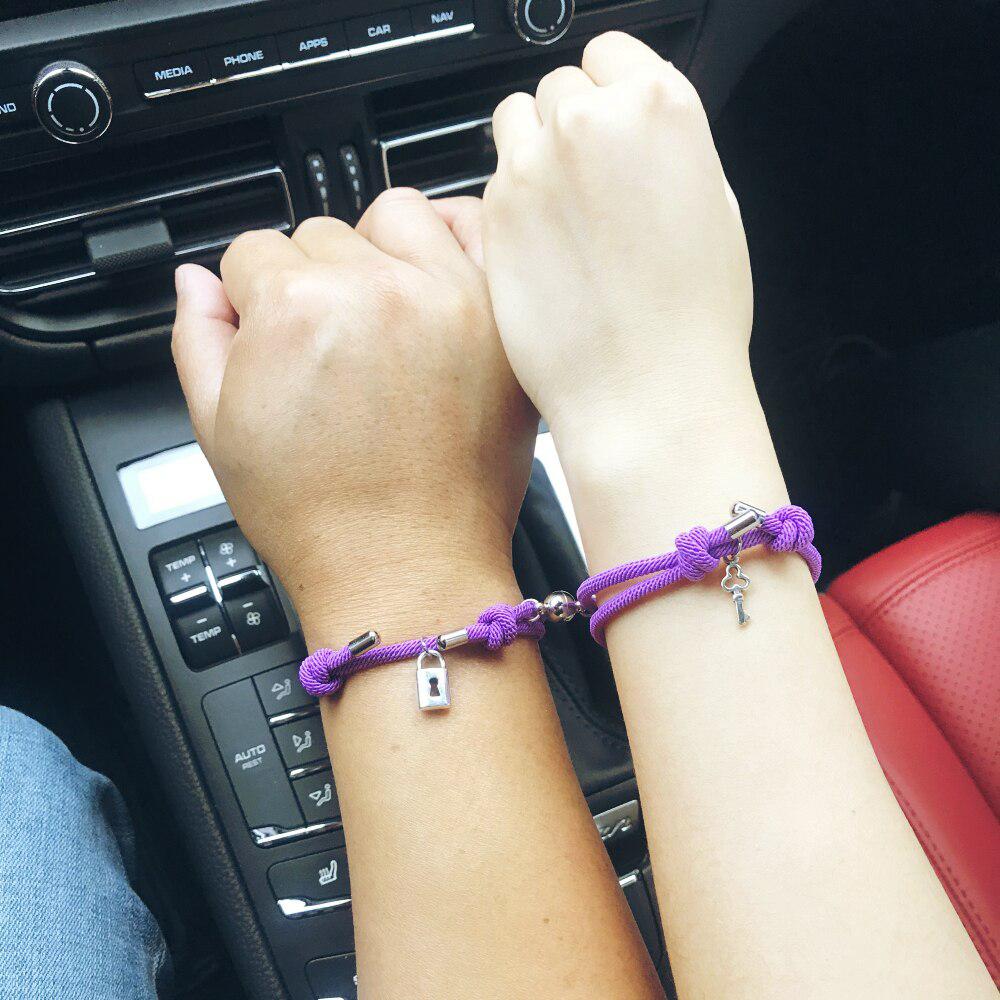 Purple Key To My Heart Couples Bracelet Set-Couple Bracelet-Auswara
