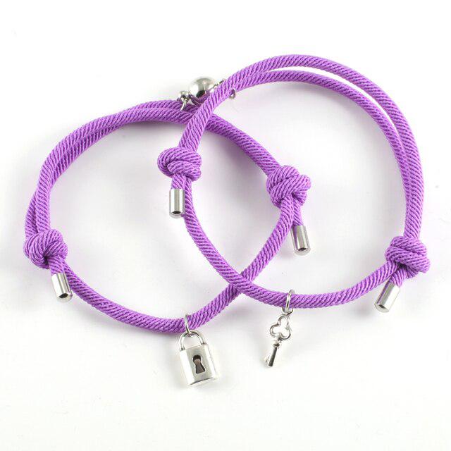 Purple Key To My Heart Couples Bracelet Set-Couple Bracelet-Auswara