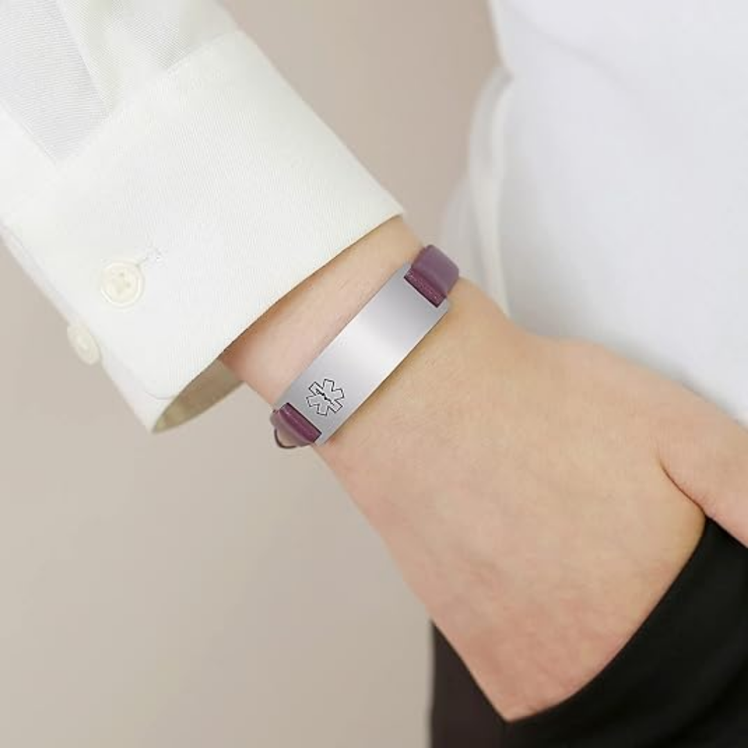 Purple LifeStripe Leather with Silver Plate