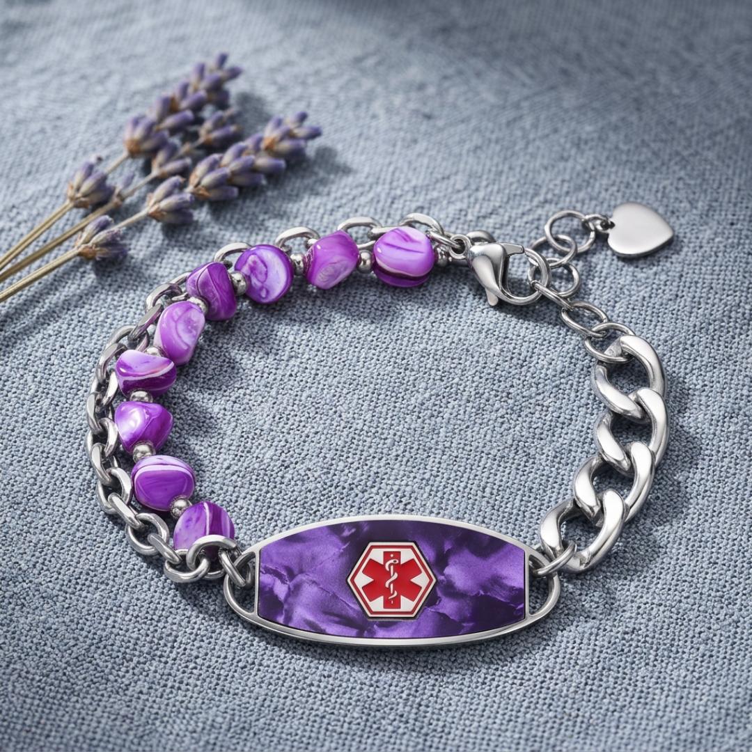 Purple Monaco Women Medical ID Bracelet-Medical ID Bracelet-Auswara