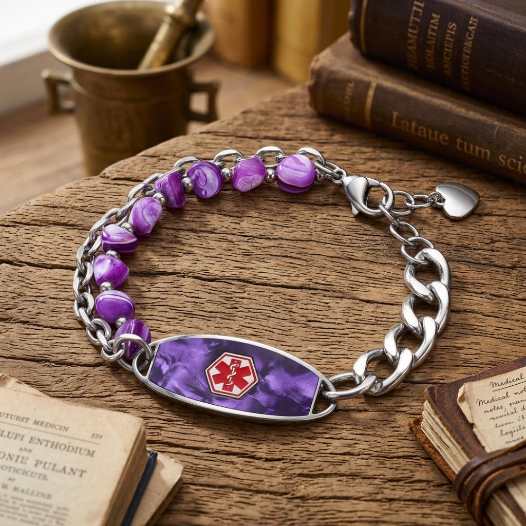 Purple Monaco Women Medical ID Bracelet-Medical ID Bracelet-Auswara