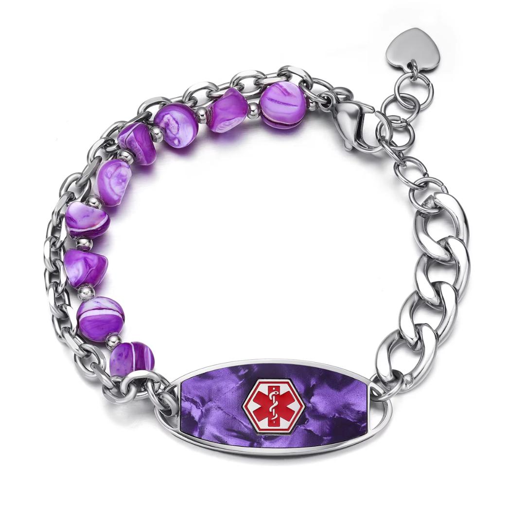 Purple Monaco Women Medical ID Bracelet-Medical ID Bracelet-Auswara