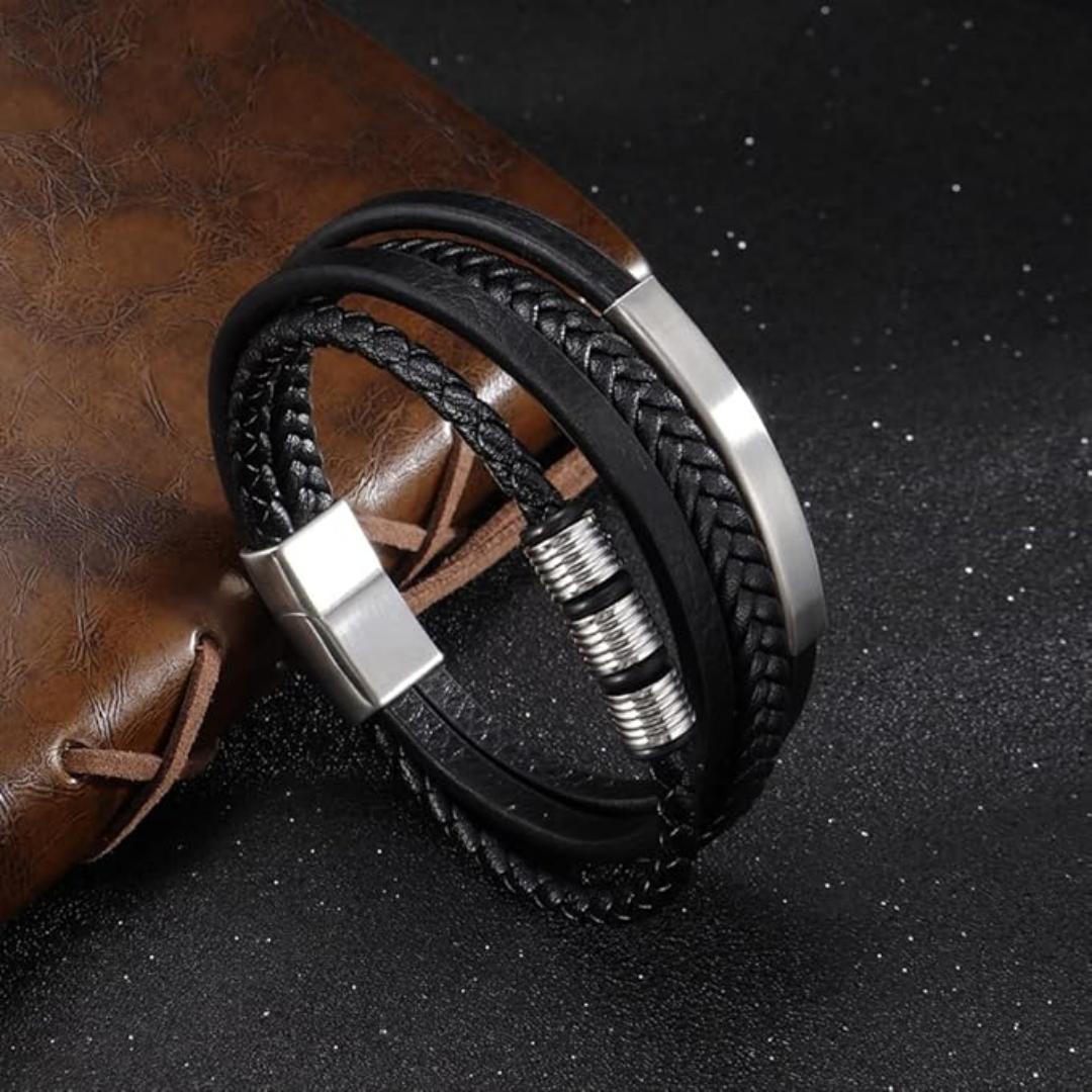 QuadraMark Custom Engraved Leather Bracelet-Personalised Bracelet-Auswara