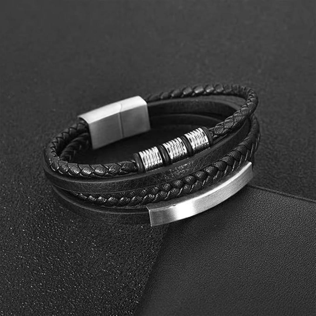 QuadraMark Custom Engraved Leather Bracelet-Personalised Bracelet-Auswara
