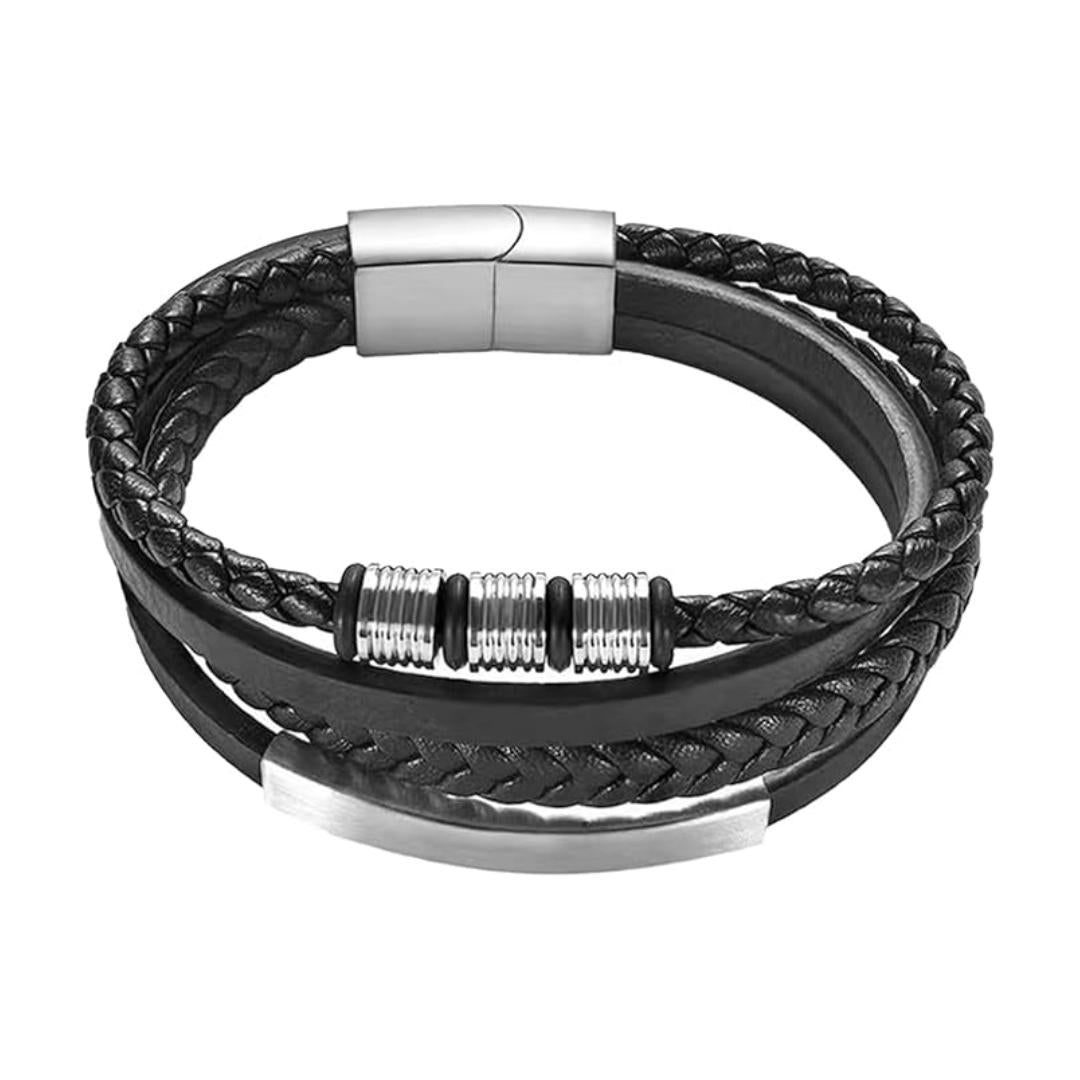 QuadraMark Custom Engraved Leather Bracelet-Personalised Bracelet-Auswara