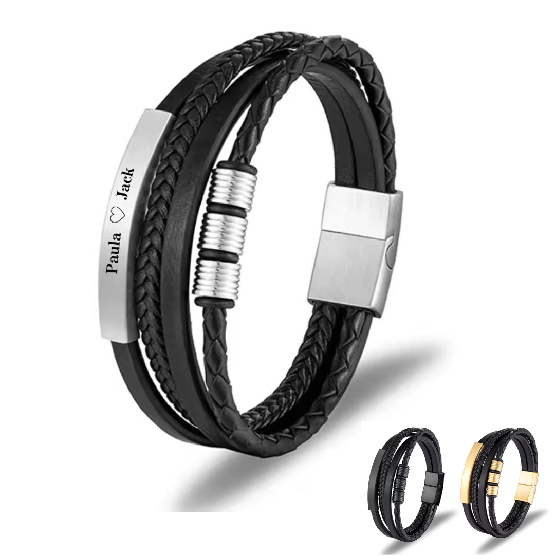 QuadraMark Custom Engraved Leather Bracelet