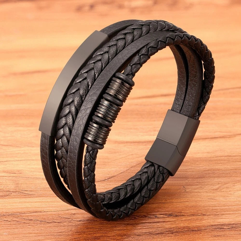 QuadraMark Custom Engraved Leather Bracelet