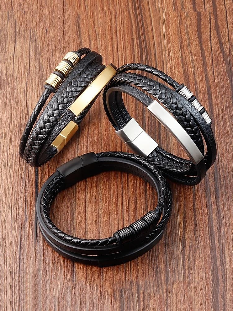 QuadraMark Custom Engraved Leather Bracelet