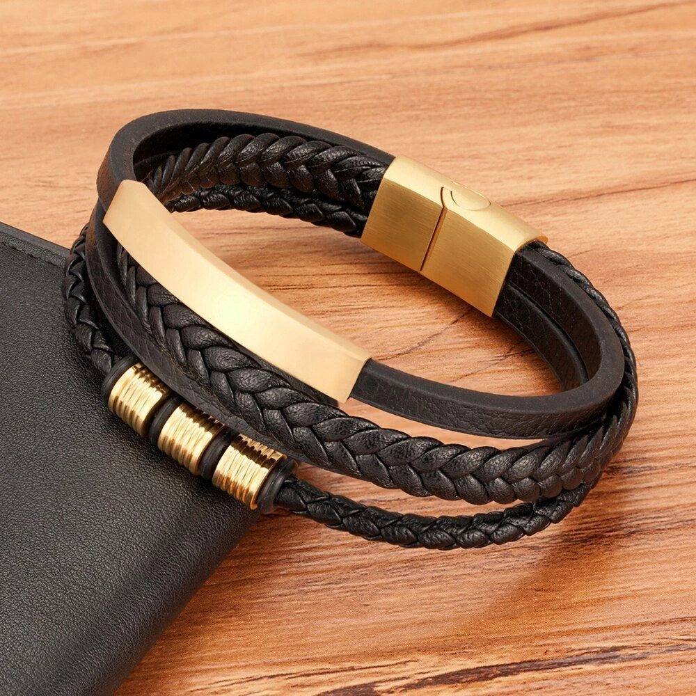 QuadraMark Custom Engraved Leather Bracelet