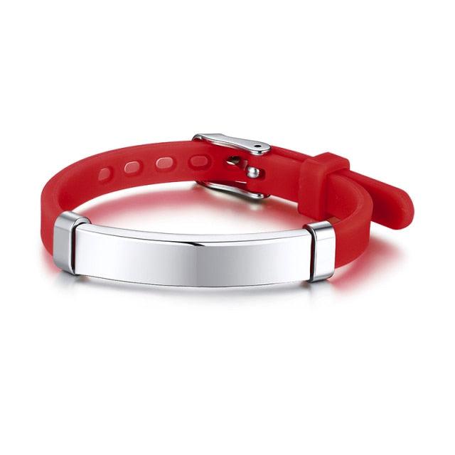 Red Engravable Silicone ID Bracelet for Kids-Identification Bracelet-Auswara