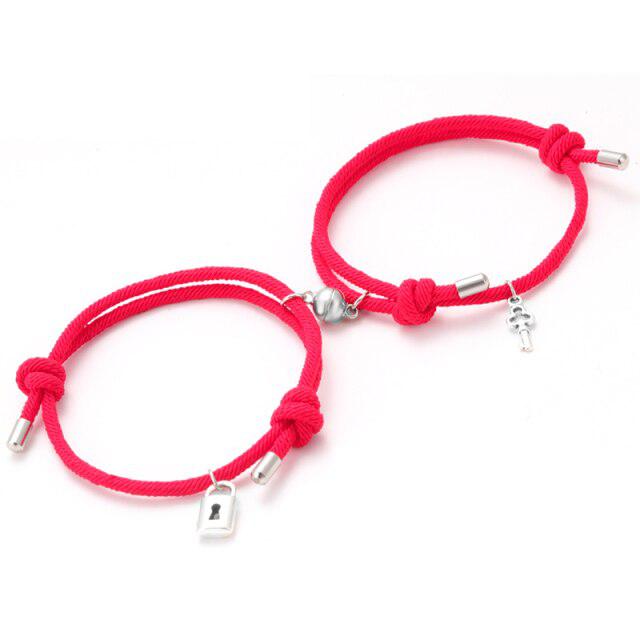 Red Key To My Heart Couples Bracelet Set-Couple Bracelet-Auswara