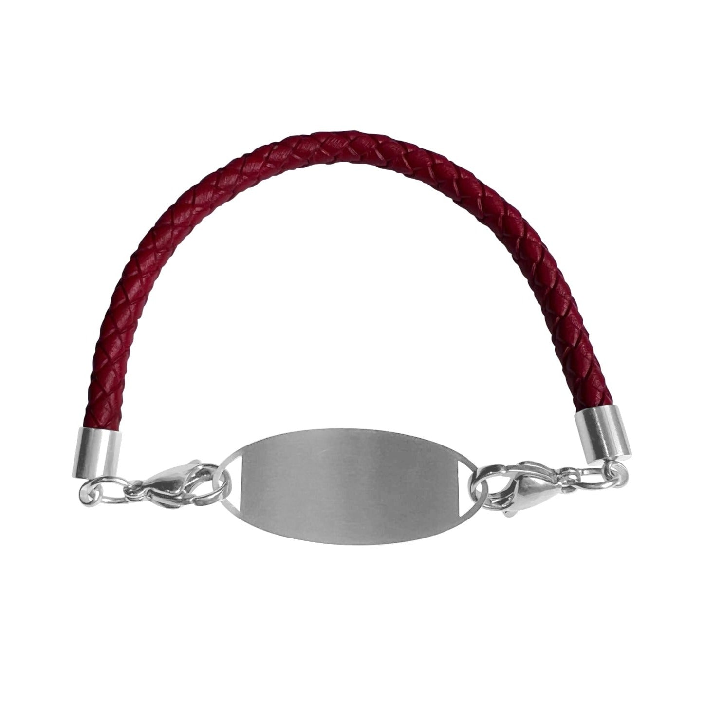 Red Leather Medical Alert ID Bracelet-Medical ID Bracelet-Auswara