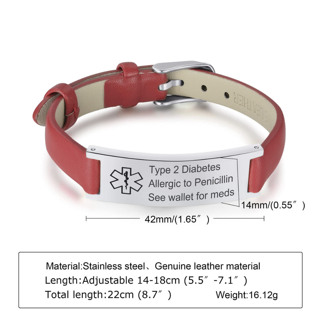 Red LifeStripe Leather with Silver Plate