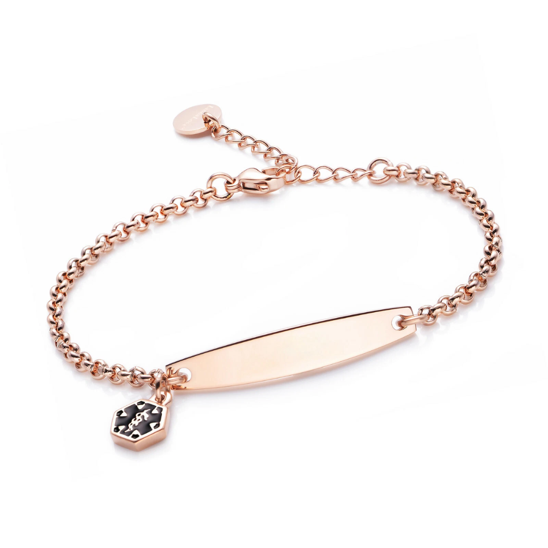 Rose Gold Colour Medical Alert Bracelet with Medical Charm