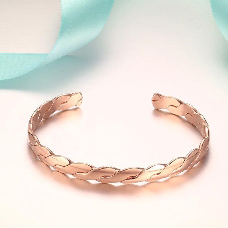 Rose Gold Women Twisted Cuff-Women Bracelets-Auswara
