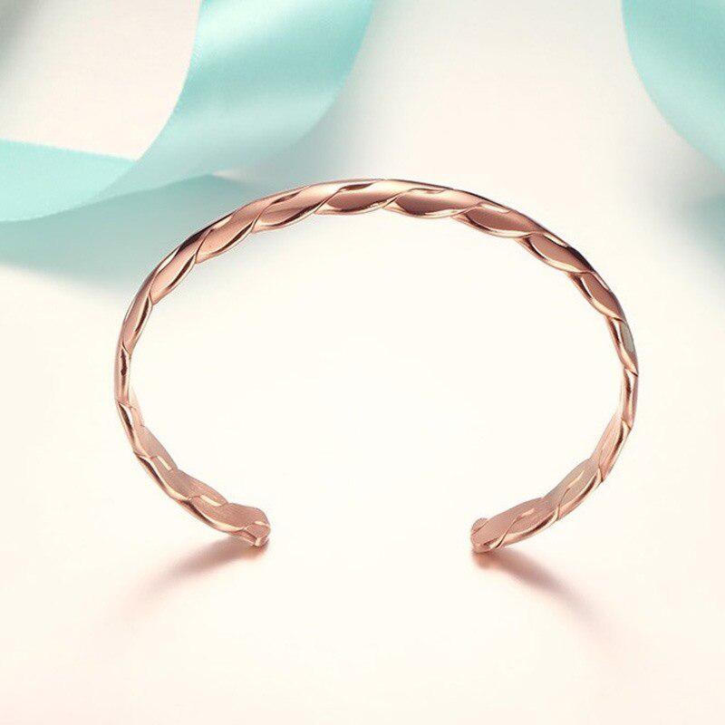 Rose Gold Women Twisted Cuff-Women Bracelets-Auswara