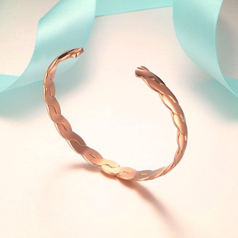 Rose Gold Women Twisted Cuff-Women Bracelets-Auswara