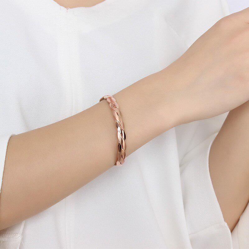Rose Gold Women Twisted Cuff-Women Bracelets-Auswara