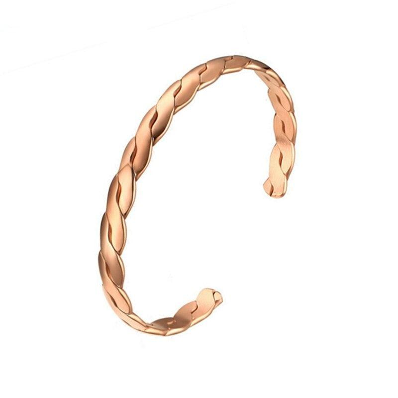 Rose Gold Women Twisted Cuff-Women Bracelets-Auswara