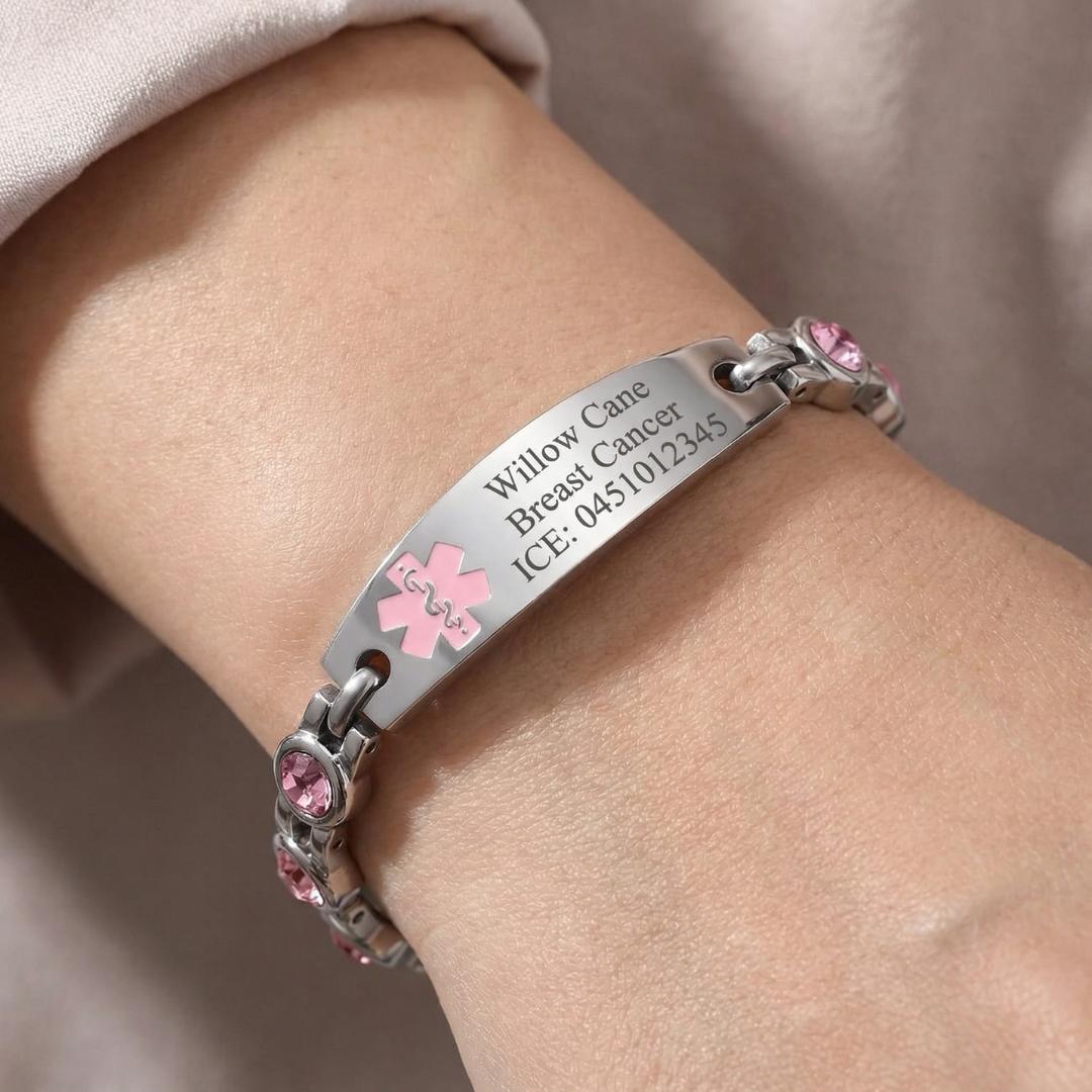 Roselle Crystal Medical ID Bracelet-Medical ID Bracelet-Auswara