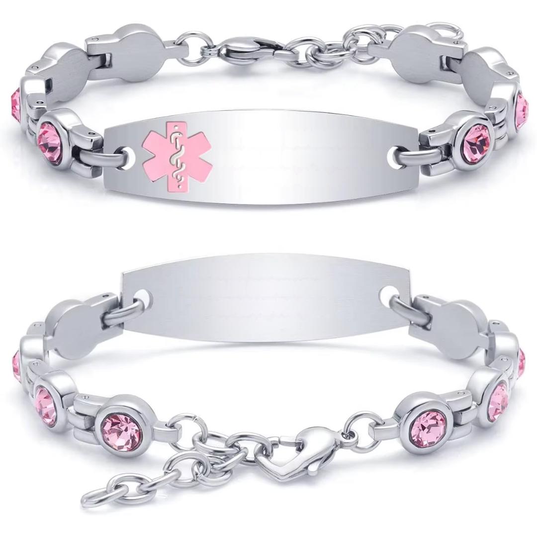 Roselle Crystal Medical ID Bracelet-Medical ID Bracelet-Auswara