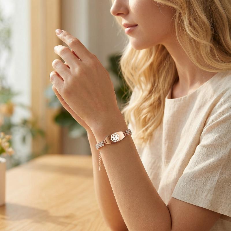 Roselle Luxe Personalised Medical ID Bracelet-Medical ID Bracelet-Auswara