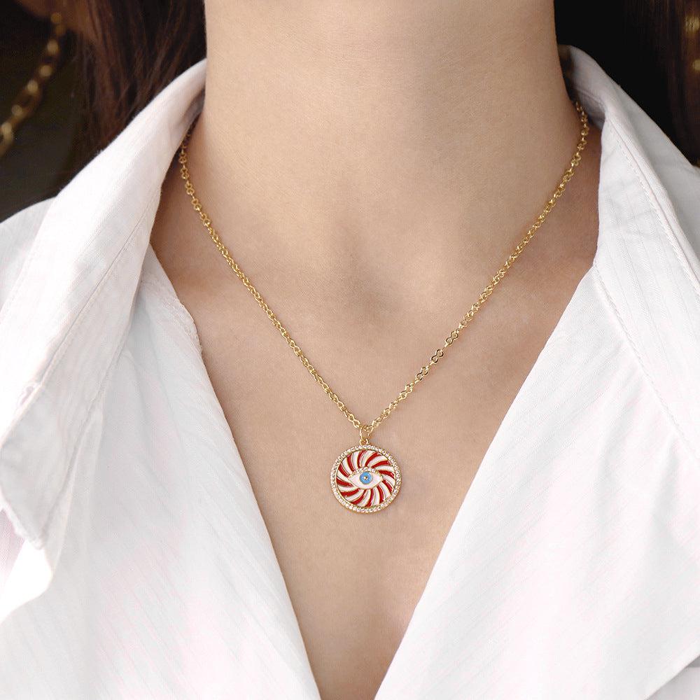 Round Evil Eye Necklace-Evil Eye Necklace-Auswara