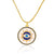 Round Evil Eye Pendant Necklace with Cubic Zirconia-Evil Eye Necklace-Auswara