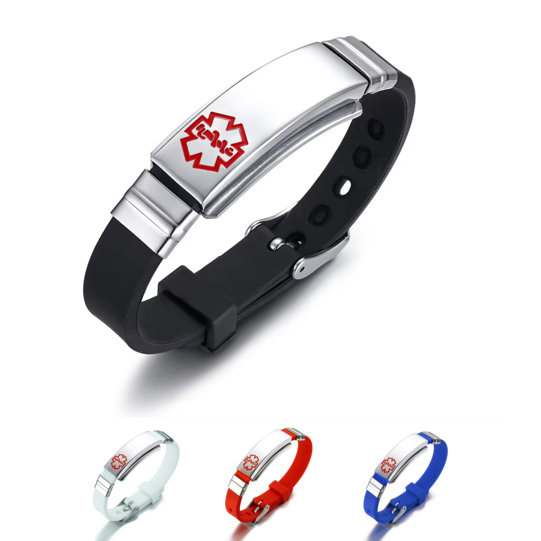 Black Silicone Custom Medical ID Band