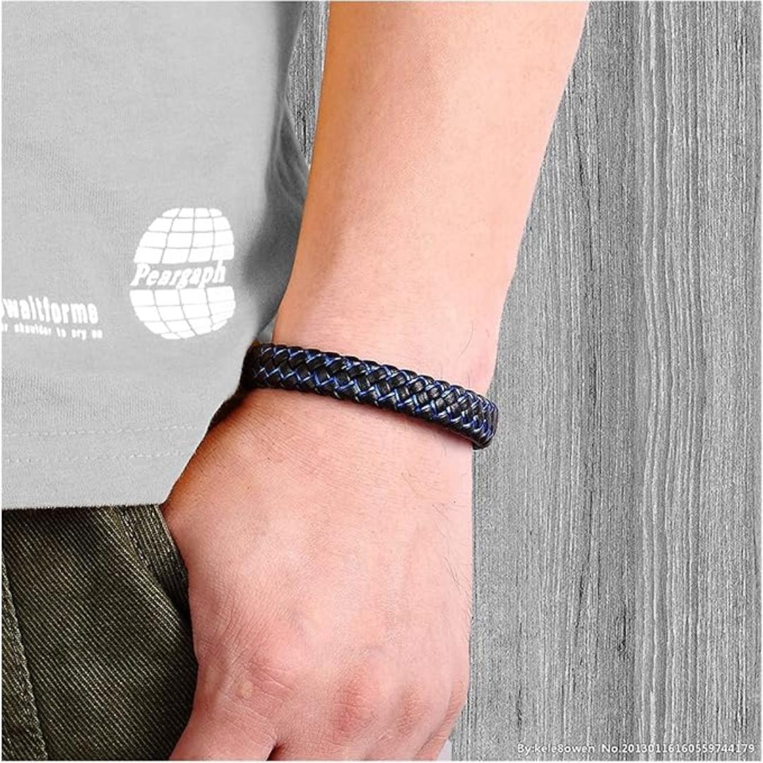 SafeChic Braided Leather Medical ID Bracelet-Medical ID Bracelet-Auswara