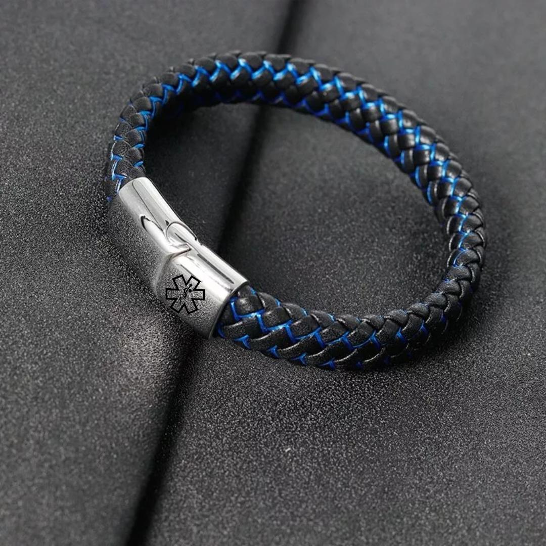 SafeChic Braided Leather Medical ID Bracelet-Medical ID Bracelet-Auswara