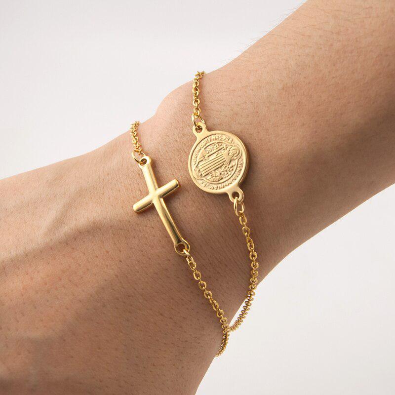 St Benedict 2 Tone Medal Simple Black Cord Bracelet — Totally Catholic  Fundraising