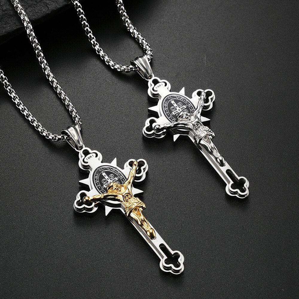 Saint Benedict Crucifix Cross Necklace-Cross Necklace-Auswara