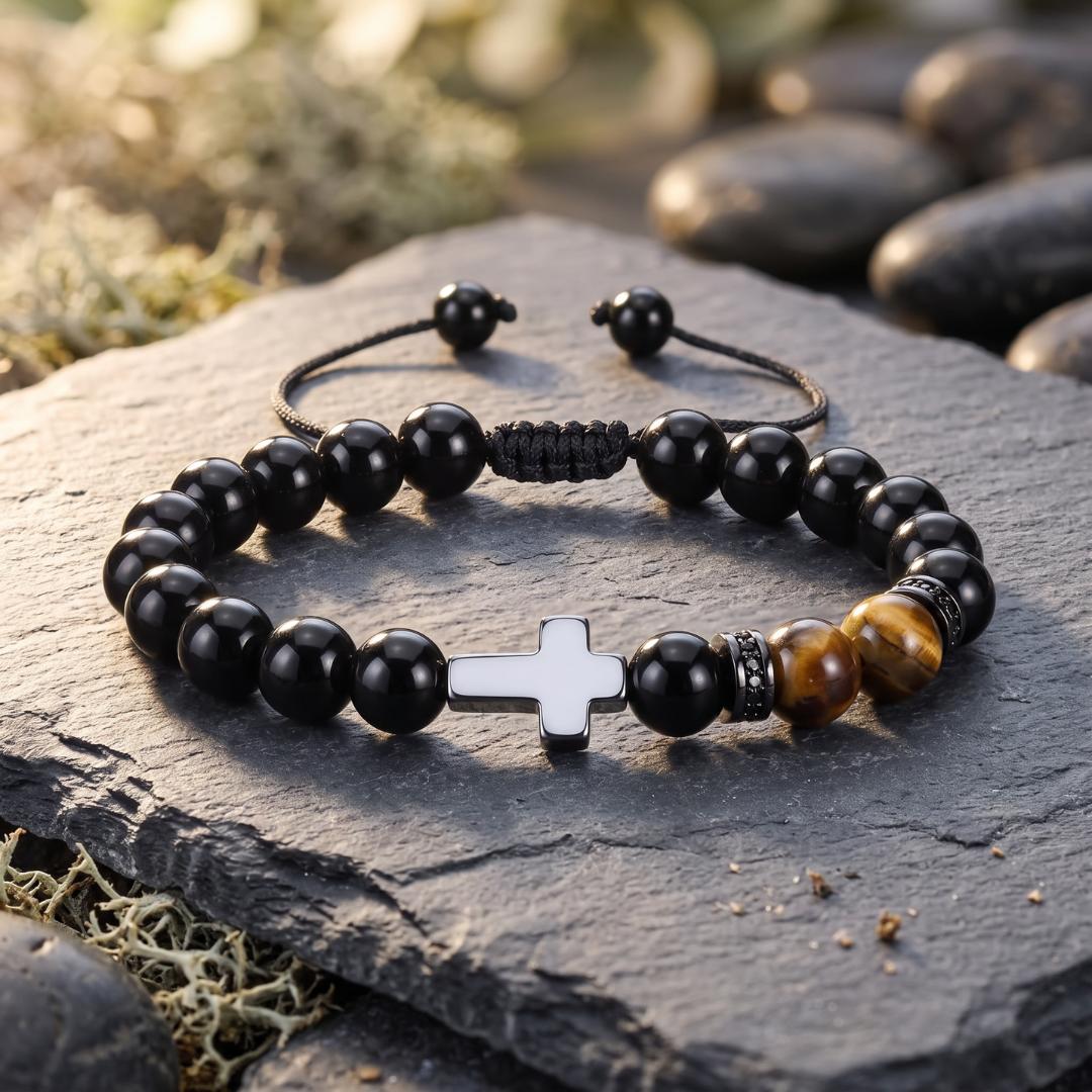 Sanctus Men's Cross Bracelet-Cross Bracelet-Auswara