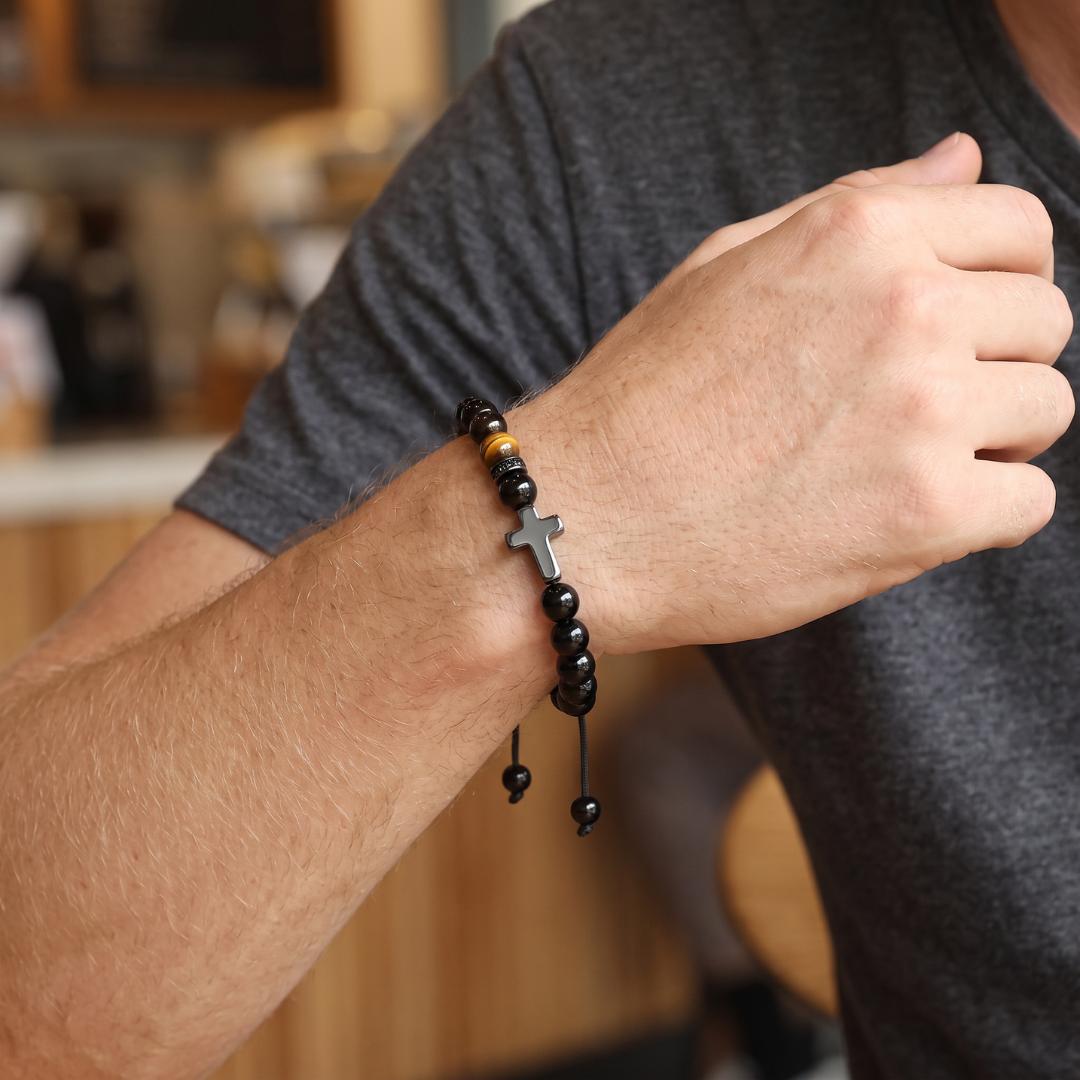 Sanctus Men's Cross Bracelet-Cross Bracelet-Auswara