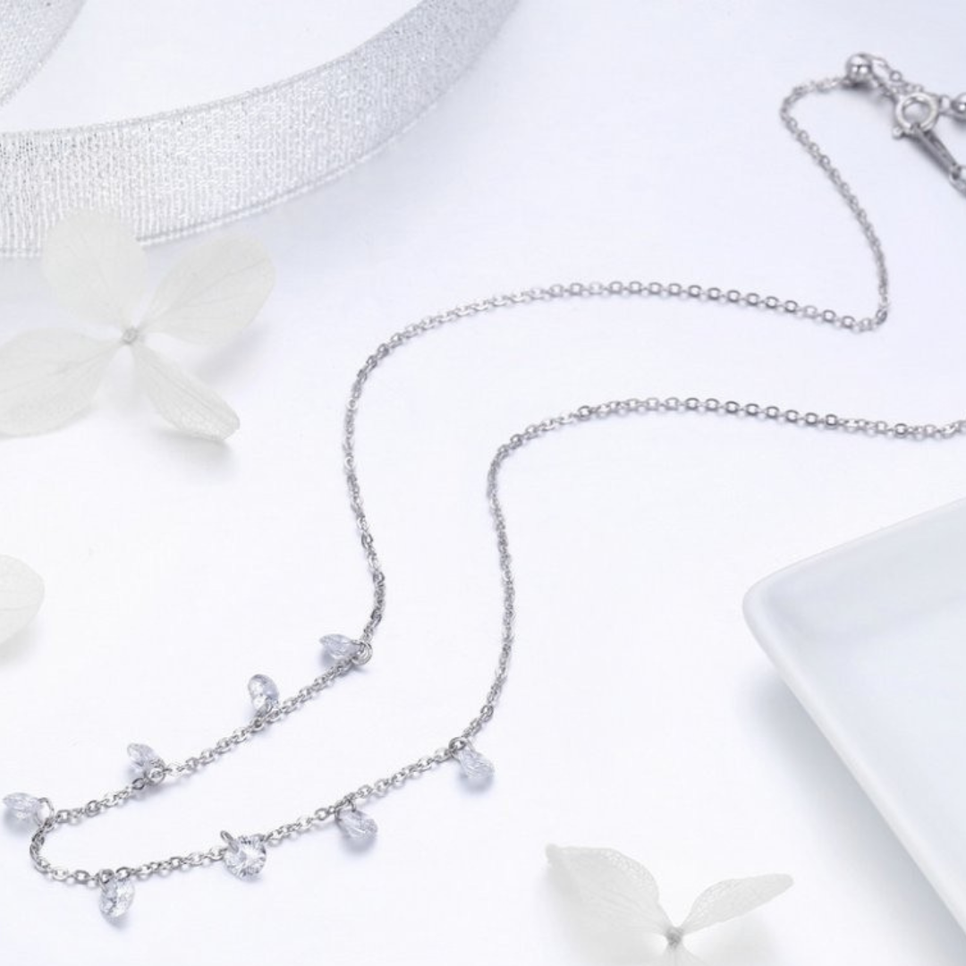 Scattered Cubic Zirconia Necklace in Sterling Silver