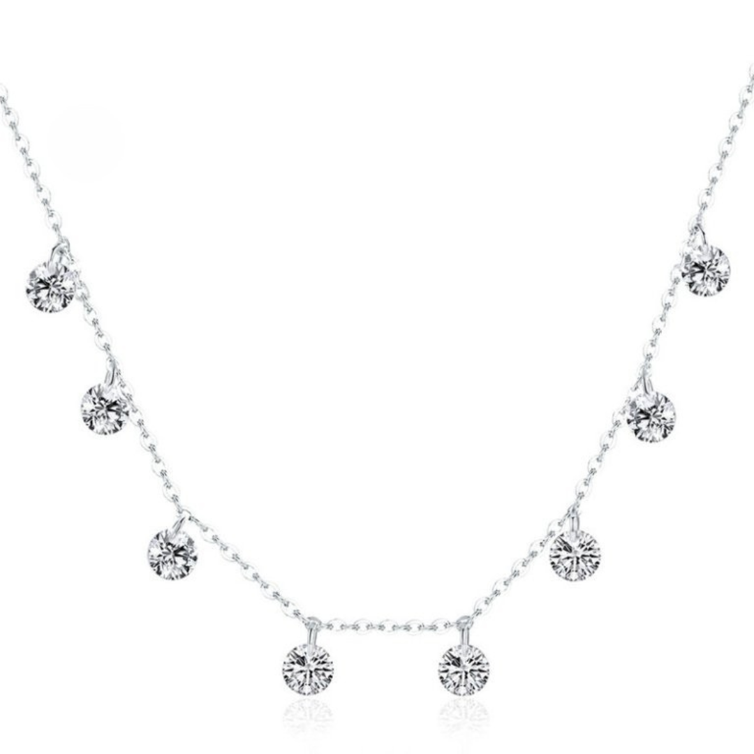 Scattered Cubic Zirconia Necklace in Sterling Silver