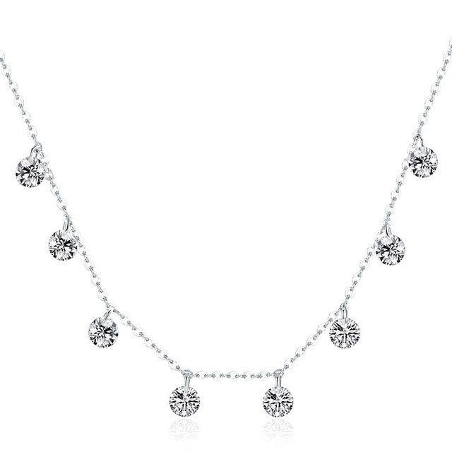 Scattered Cubic Zirconia Necklace in Sterling Silver-Women Necklace-Auswara