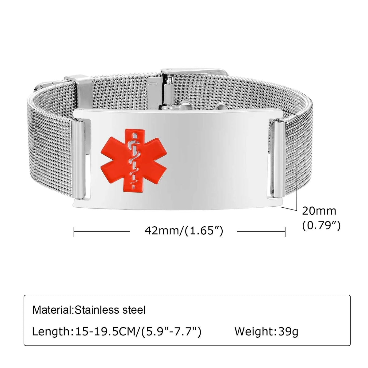 SentrySilhouette Mesh Medical ID Bracelet - Polished Silver-Medical ID Bracelet-Auswara
