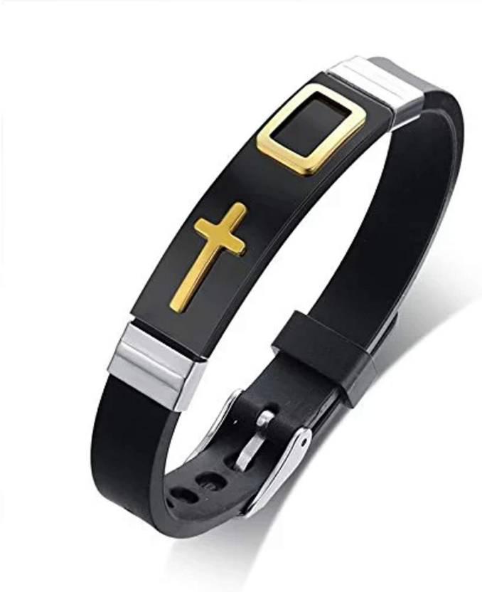 Silicone Cross Bracelet with Black Bar-Cross Bracelet-Auswara